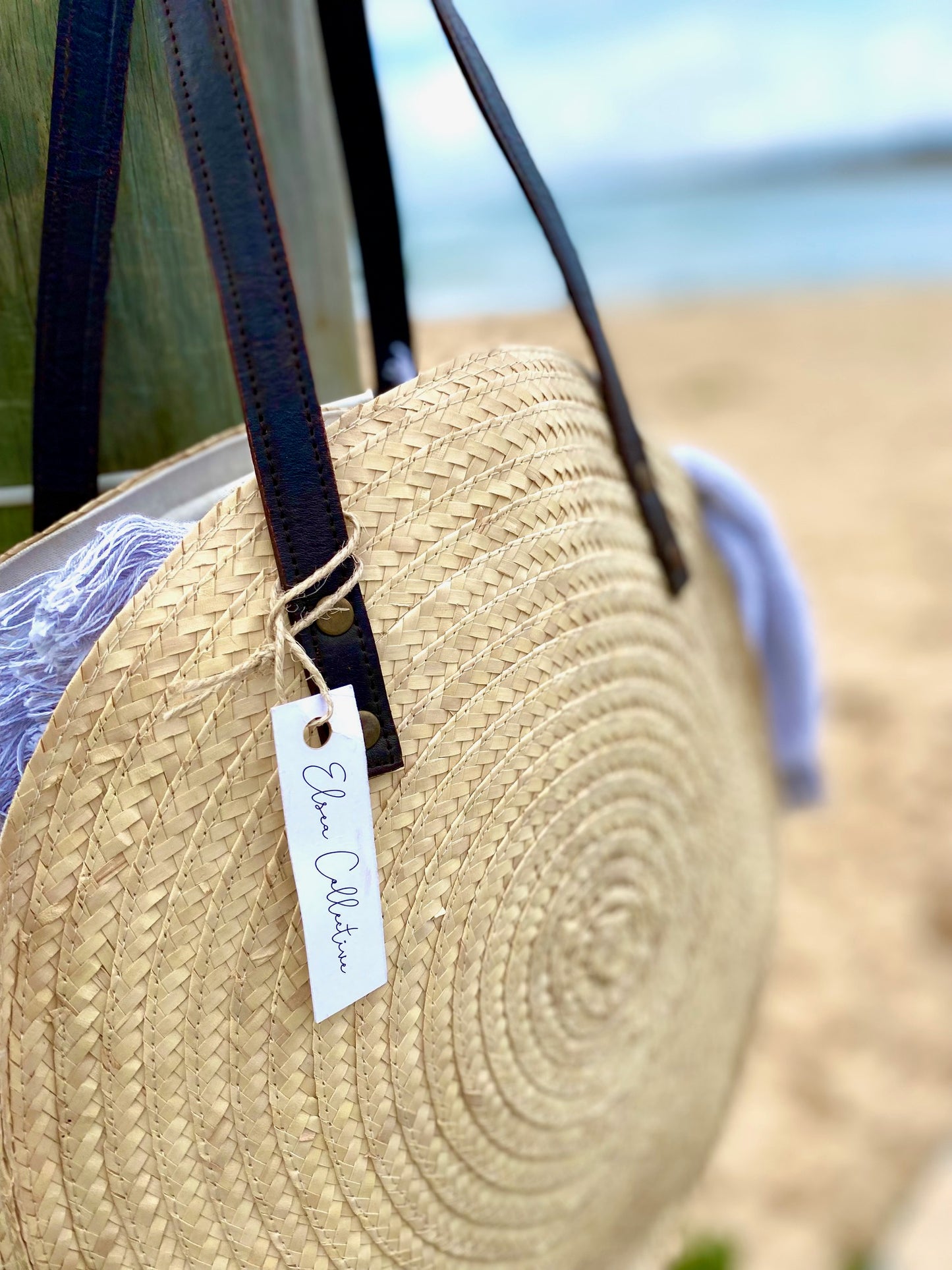 Cable Beach Round Straw Tote