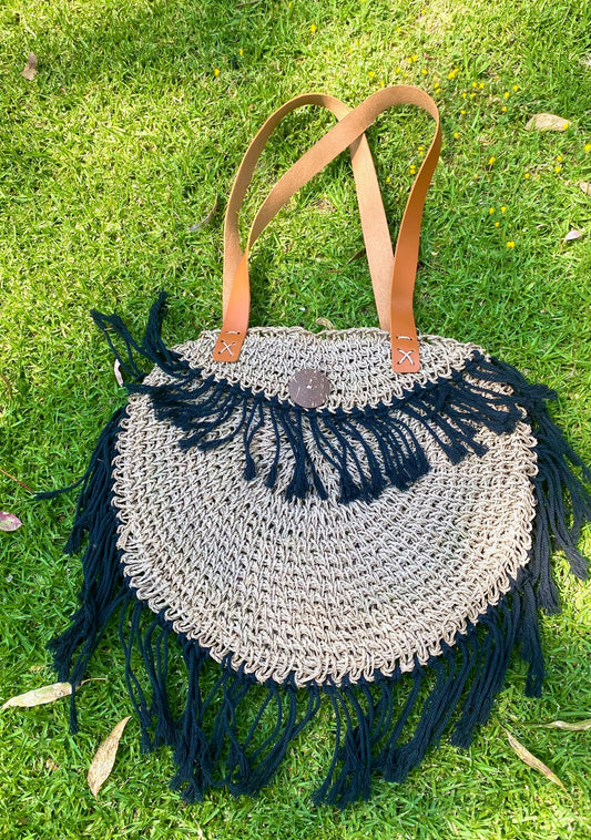 Cable Beach Fringed Straw Tote