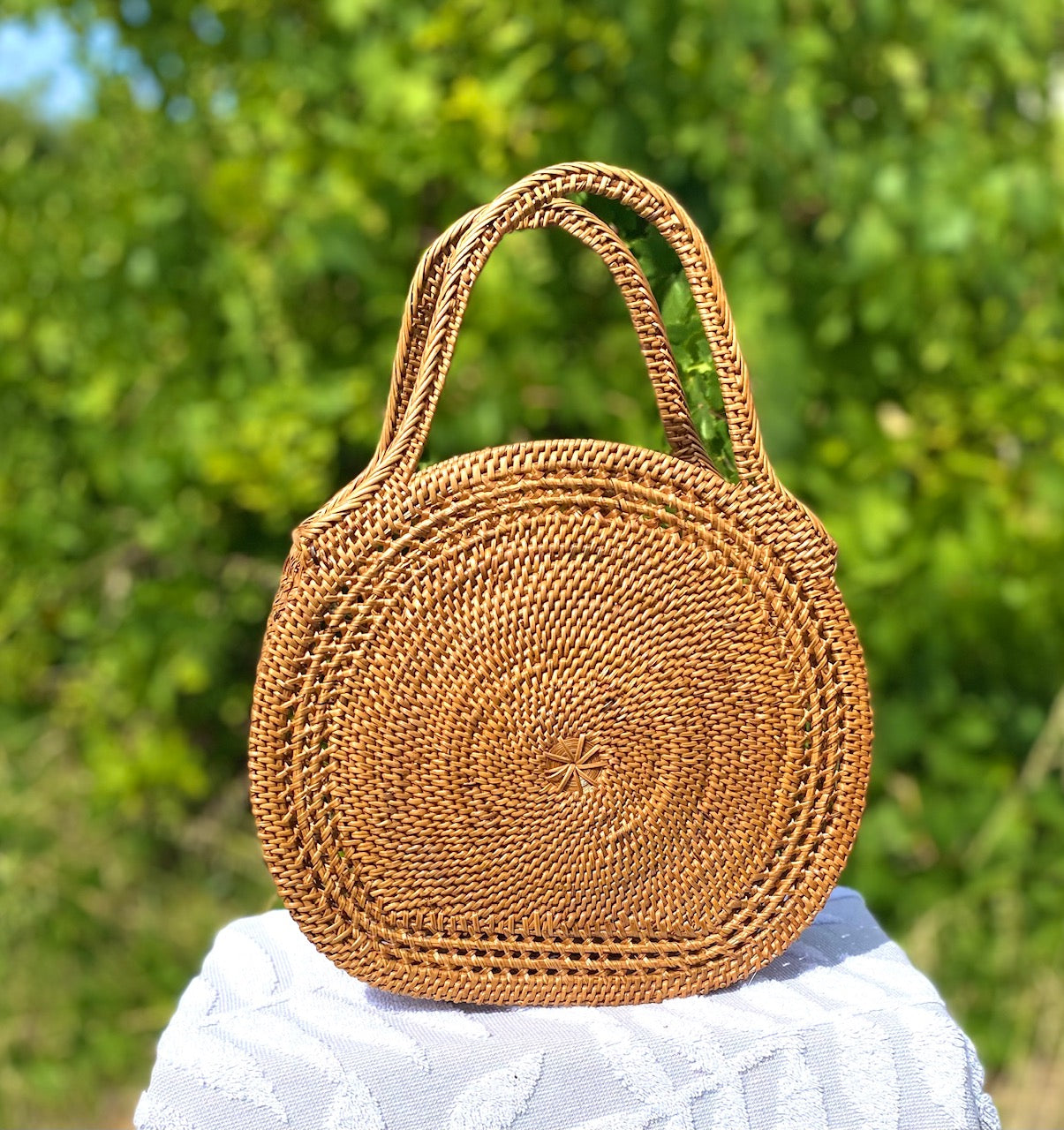 Cable Beach Round Rattan Tote