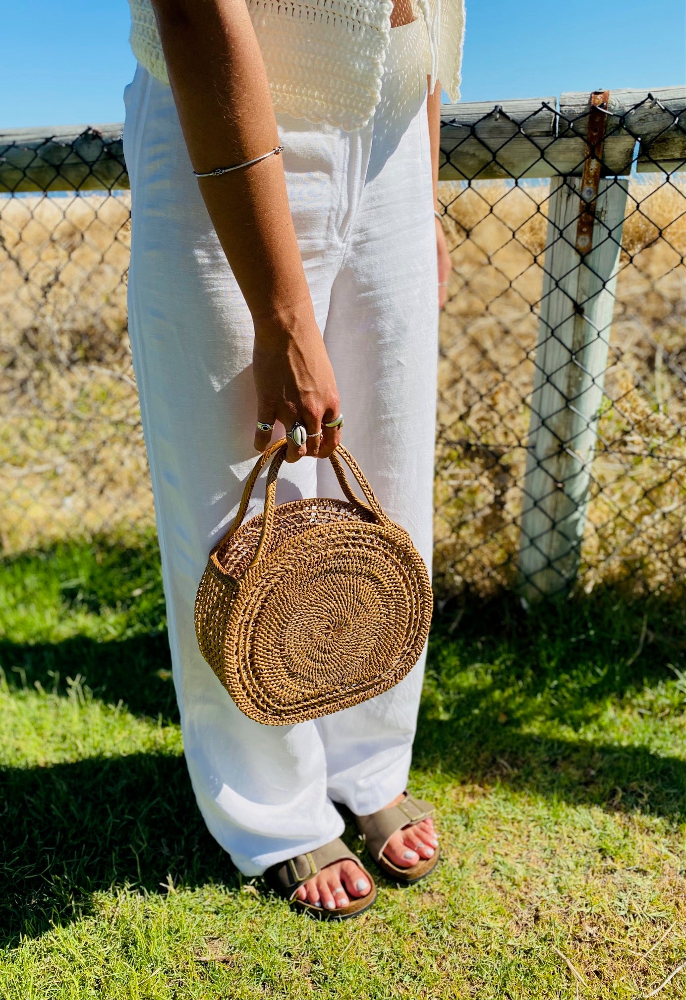 Cable Beach Round Rattan Tote